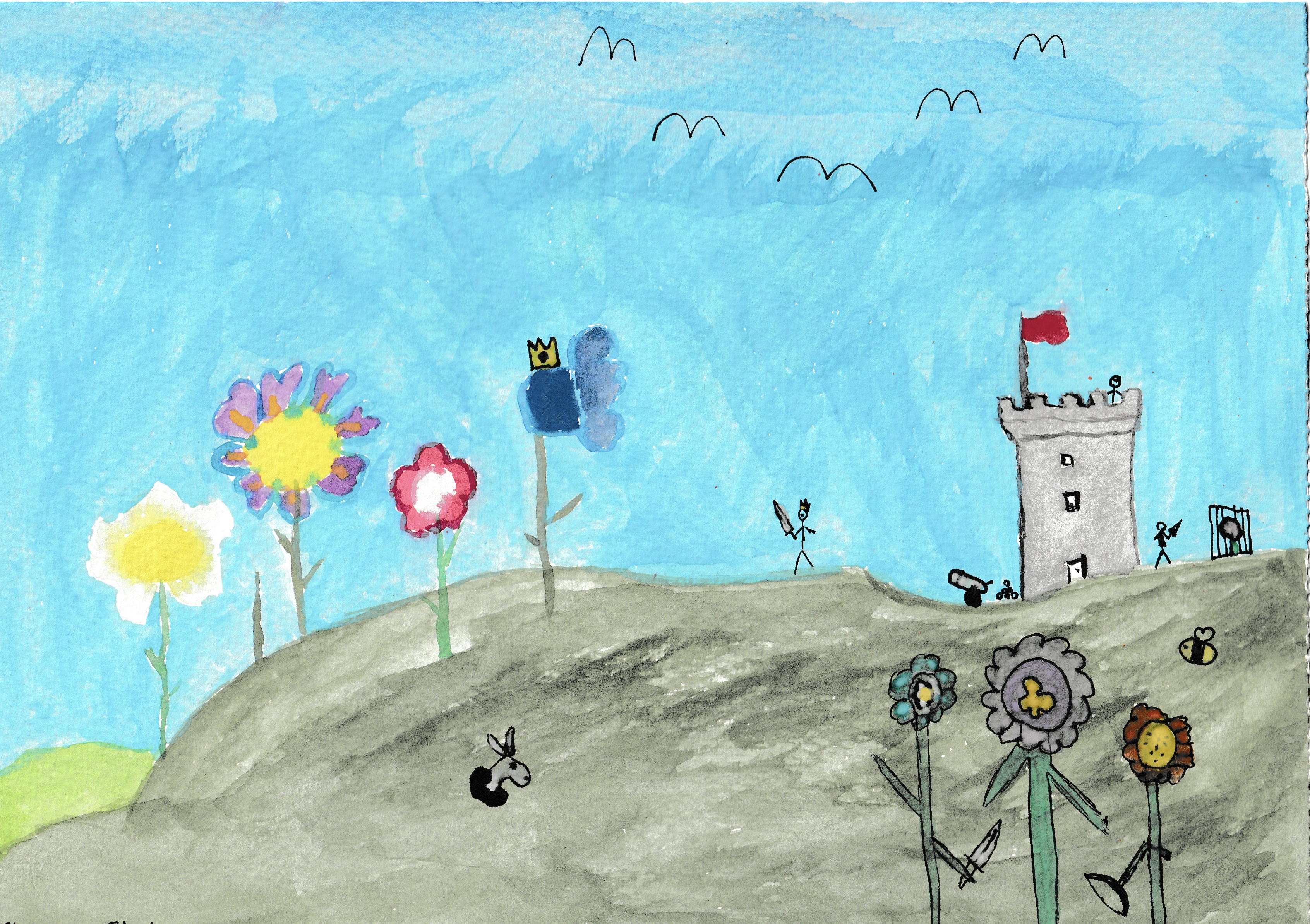 A water colour painting of flowers